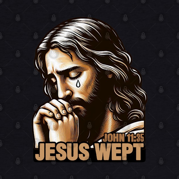 John 11:35 Jesus Wept Bible Quote Garden of Gethsemane by Plushism